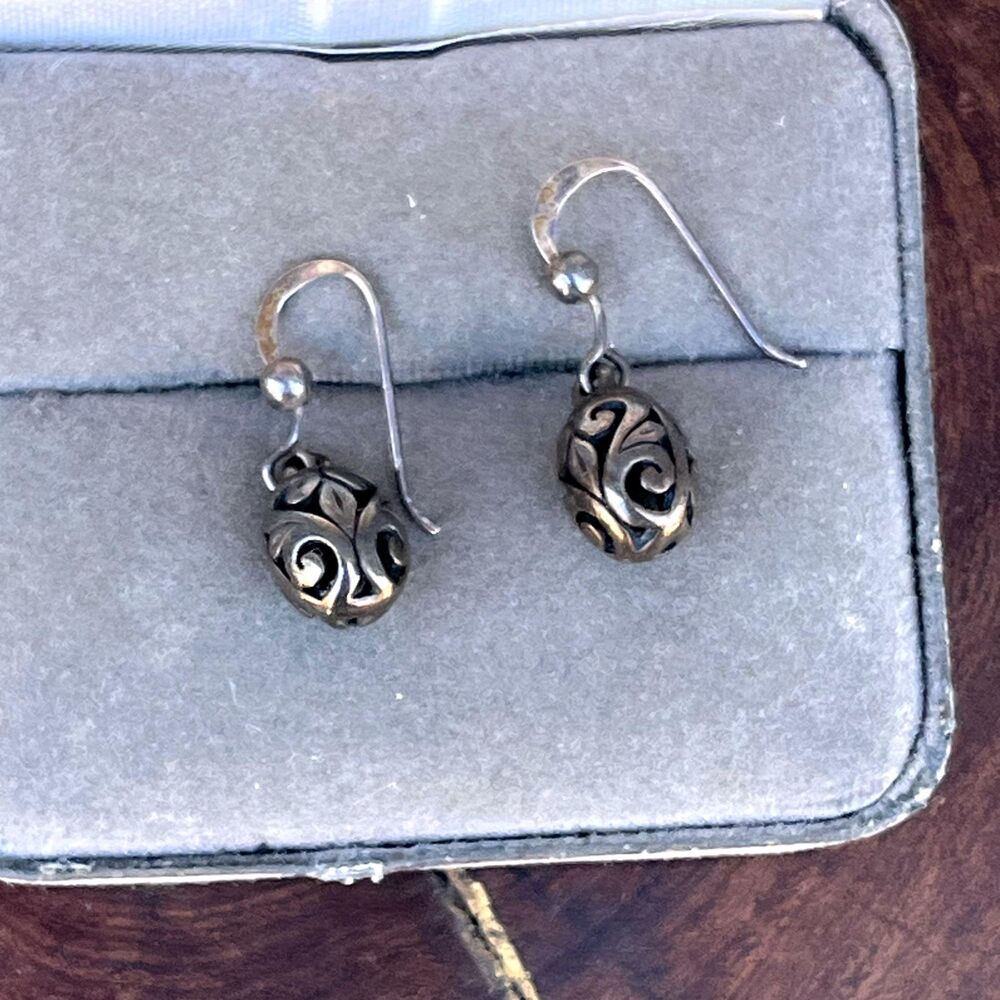 Vintage dangle Earrings Sterling silver scroll Bohemian jewelry